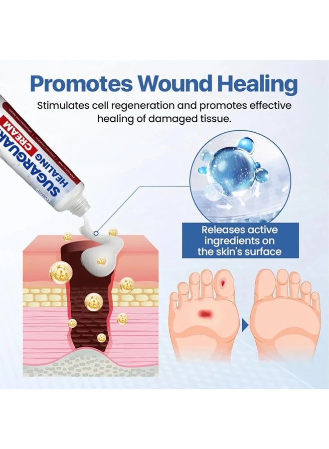 SOUTH MOON كريم استعادة العناية بالقدم لمرضى السكري من سكر غارد، فعال للبشرة الجافة، تشققات الكعب وتخفيف الحكة، تركيبة يومية لطيفة تدعم الدورة الدموية وراحة القدم طويلة الأمد، 20 جرام - Image 3